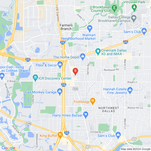 Dallas Towing and Recovery location map: 11425 Denton Dr, Dallas, TX